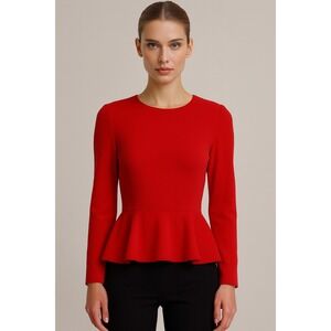 A.L.C. Peplum Top Size 6 Red Crepe Valentines Holidays Party Office Feminine